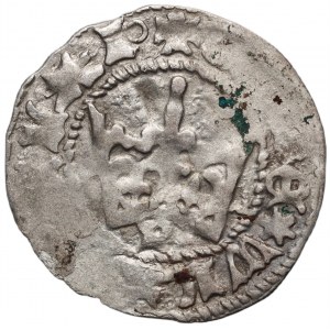 Władysław Jagiełło 1386-1434, półgrosz, Kraków, sygnatura P, rzadka interpunkcja -kółko