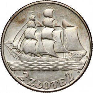 II RP, 2 zloty 1936, Warsaw, Sailing ship