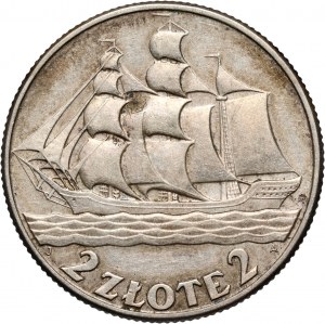 II RP, 2 zloty 1936, Warsaw, Sailing ship