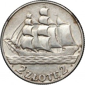 II RP, 2 zloty 1936, Warsaw, Sailing ship
