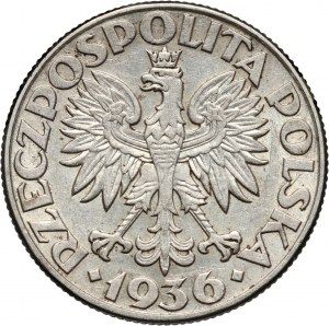 II RP, 2 zloty 1936, Warsaw, Sailing ship