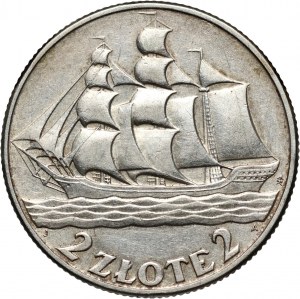 II RP, 2 zloty 1936, Warsaw, Sailing ship