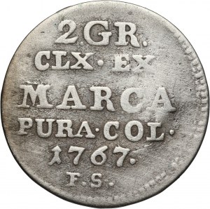 Stanislaw August Poniatowski, half zloty (2 pennies) 1767 FS, Warsaw
