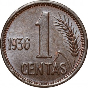 Lithuania, 1 Centas 1936