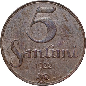 Latvia, 5 Santimi 1922, Le Locle