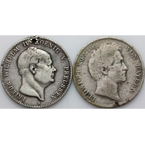 Germany, set of 1 Gulden coins from 1843-1852, (2 pieces)