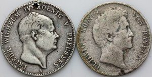Germany, set of 1 Gulden coins from 1843-1852, (2 pieces)