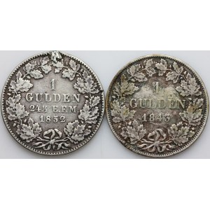 Germany, set of 1 Gulden coins from 1843-1852, (2 pieces)