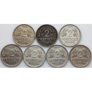 Germany, Federal Republic of Germany, set of coins 2 Mark 1951, (7 pieces)