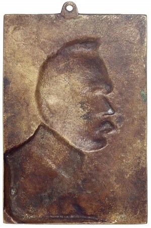 Second Republic, plaque, Jozef Pilsudski in marshal's uniform and full order gala, signed J.Maleta
