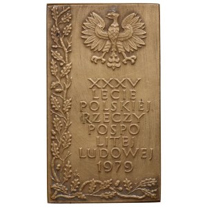 PRL, plakieta z 1979 roku, 35-lecie PRL, odsłonięcie pomnika, Kielce Kadzielnia