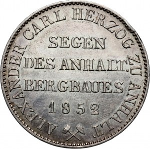 Germany, Anhalt-Bernburg, Alexander Charles, Ausbeutetaler 1852 A, Berlin
