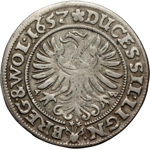Śląsk, Księstwo Legnicko-Brzesko-Wołowskie, Trzech Braci, 3 krajcary 1657 EW, Brzeg