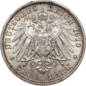 Germany, Prussia, Wilhelm II, 3 Mark 1910 A, Berlin