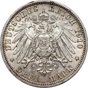 Germany, Prussia, Wilhelm II, 3 Mark 1910 A, Berlin