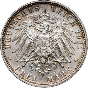 Germany, Bavaria, 3 Mark 1911 D, Munich, 90th Birthday of Prince Regent Luitpold
