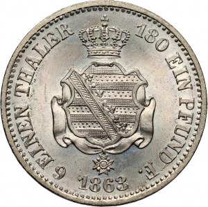 Germany, Saxony, John I, 1/6 Thaler 1863 B, Dresden