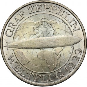Germany, Weimar Republic, 3 Mark 1930 A, Berlin, Zeppelin