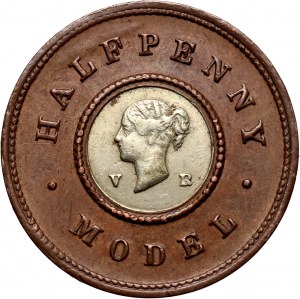 Great Britain, Victoria, Half Penny ND (1844), model
