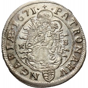 Hungary, Leopold I, 6 Kreuzers 1671 KB, Kremnitz