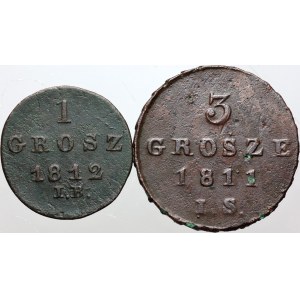 Księstwo Warszawskie, zestaw monet z lat 1811-1812, (2 sztuki)