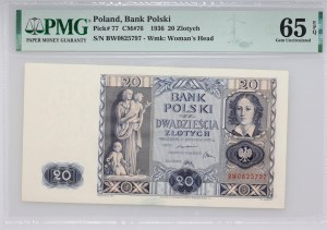 II RP, 20 złotych 11.11.1936, seria BW