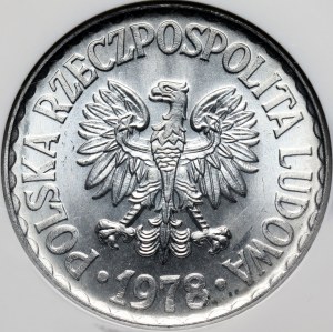 People's Republic of Poland, 1 zloty 1978, without mint mark