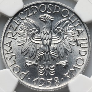 PRL, 5 złotych 1958, Rybak, wąska cyfra 8