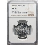PRL, 5 złotych 1958, Rybak, wąska cyfra 8
