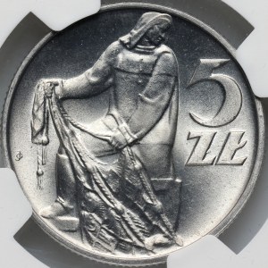 People's Republic of Poland, 5 gold 1960, Fisherman
