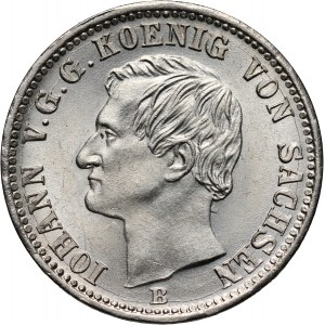 Germany, Saxony, John I, 1/6 Thaler 1866 B, Dresden