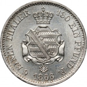 Germany, Saxony, John I, 1/6 Thaler 1866 B, Dresden