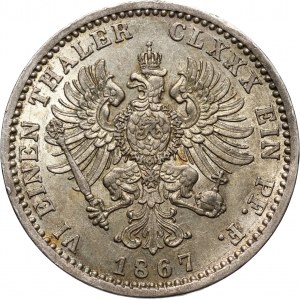 Germany, Prussia, Wilhelm I, 1/6 Thaler 1867 A, Berlin