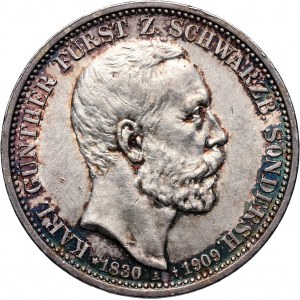 Germany, Schwarzburg Sondershausen, Karl Günther, 3 Mark posthumous 1909 A, Berlin