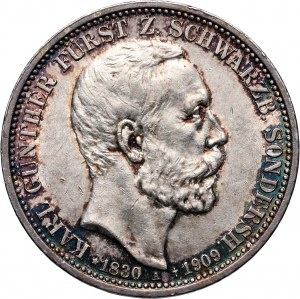 Germany, Schwarzburg Sondershausen, Karl Günther, 3 Mark posthumous 1909 A, Berlin