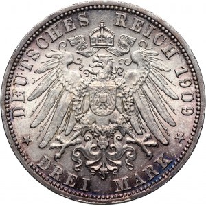 Germany, Schwarzburg Sondershausen, Karl Günther, 3 Mark posthumous 1909 A, Berlin