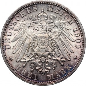 Germany, Schwarzburg Sondershausen, Karl Günther, 3 Mark posthumous 1909 A, Berlin