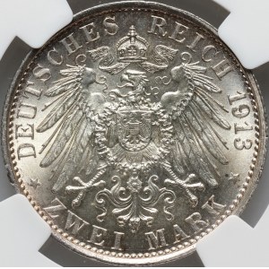 Germany, Prussia, Wilhelm II, 2 Mark 1913 A, 25-years of Reign
