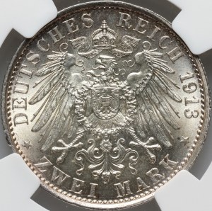 Germany, Prussia, Wilhelm II, 2 Mark 1913 A, 25-years of Reign