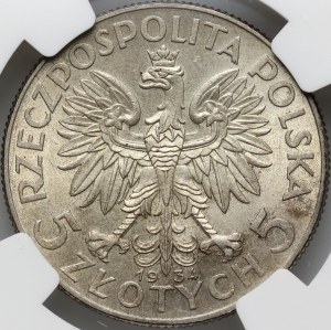II RP, 5 zloty 1934, Warsaw, Head of a Woman