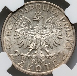 II RP, 2 zloty 1934, Warsaw, Head of a Woman