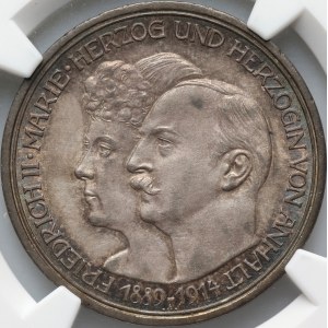 Germany, Anhalt-Dessau, Frederick II, 3 Mark 1914 A, Berlin, Silver Wedding