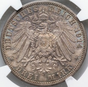 Germany, Anhalt-Dessau, Frederick II, 3 Mark 1914 A, Berlin, Silver Wedding