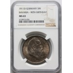 Germany, Bavaria, 3 Mark 1911 D, Munich, 90th Birthday of Prince Regent Luitpold
