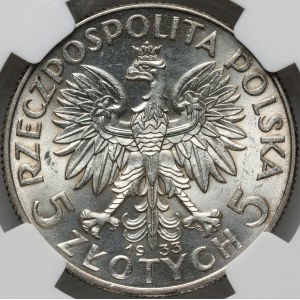 II RP, 5 złotych 1933, Warszawa, Głowa Kobiety