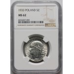 II RP, 5 złotych 1933, Warszawa, Głowa Kobiety