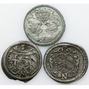 Germany, Nuremberg, set of 1 Kreuzer from 1678-1773, (3 pieces)