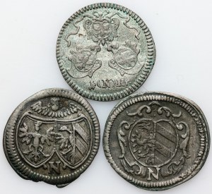 Germany, Nuremberg, set of 1 Kreuzer from 1678-1773, (3 pieces)