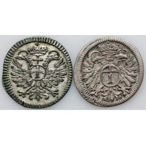 Germany, Regensburg, coin set 1 Kreuzer 1696-1754, (2 pieces)