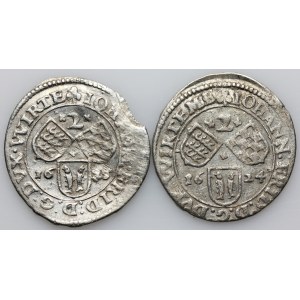 Germany, Württemberg, John Frederick, set of 2 Kreuzers from 1624-1625, (2 pieces)